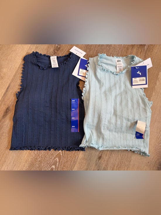 JoyLab Tops - Joy Lab Ribbed Knit Tank Tops - Navy and Light Blue